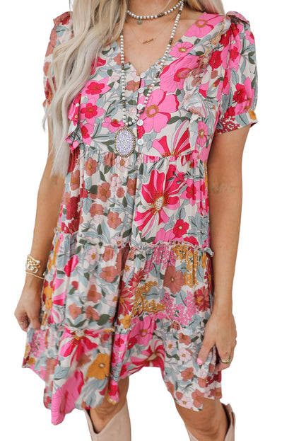 Oatmeal Boho Floral Smocked Waist Super Loose Pants