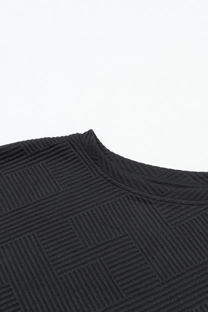 Black Ultra Loose Textured 2pcs Slouchy Outfit