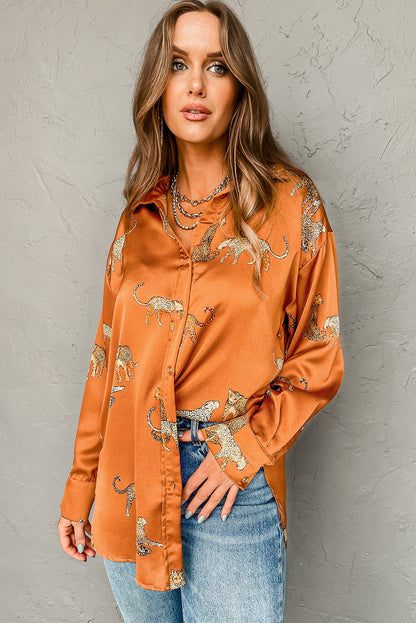 Lively Tiger Print Casual Sweatshirt