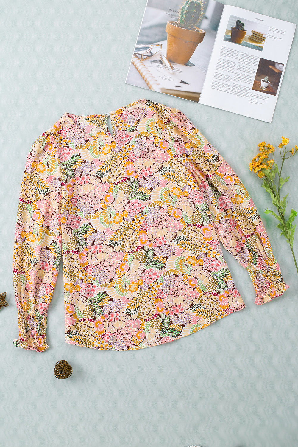 Multicolor Gorgeous Floral Print Tie V Neck Ruffle Dress