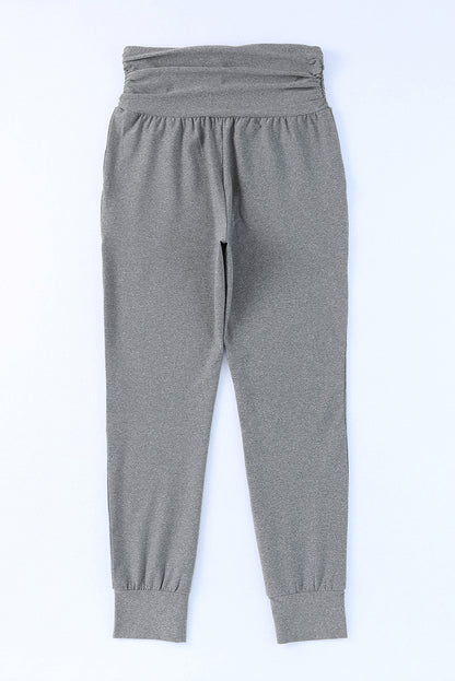 Black High Waist Pleated Pocket Leggings