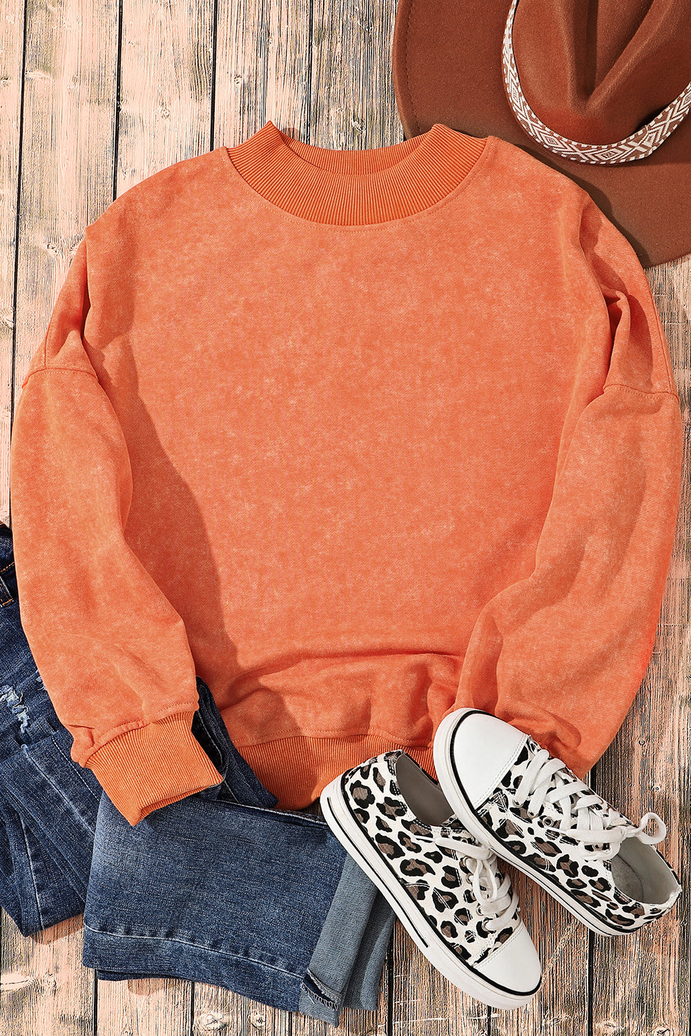 Green Drop Shoulder Crew Neck Pullover Sweatshirt