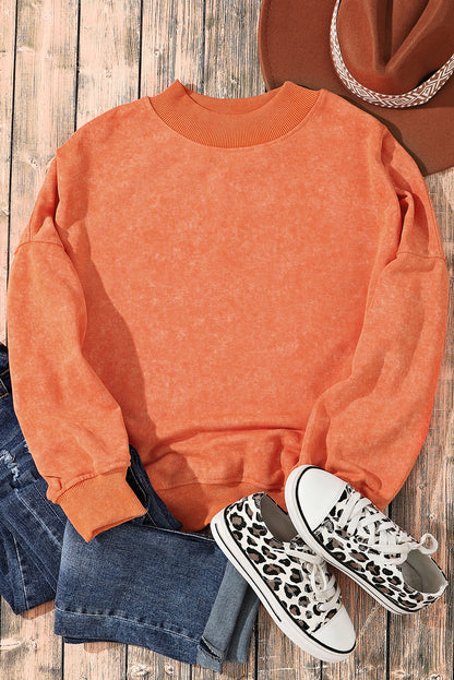 Green Drop Shoulder Crew Neck Pullover Sweatshirt