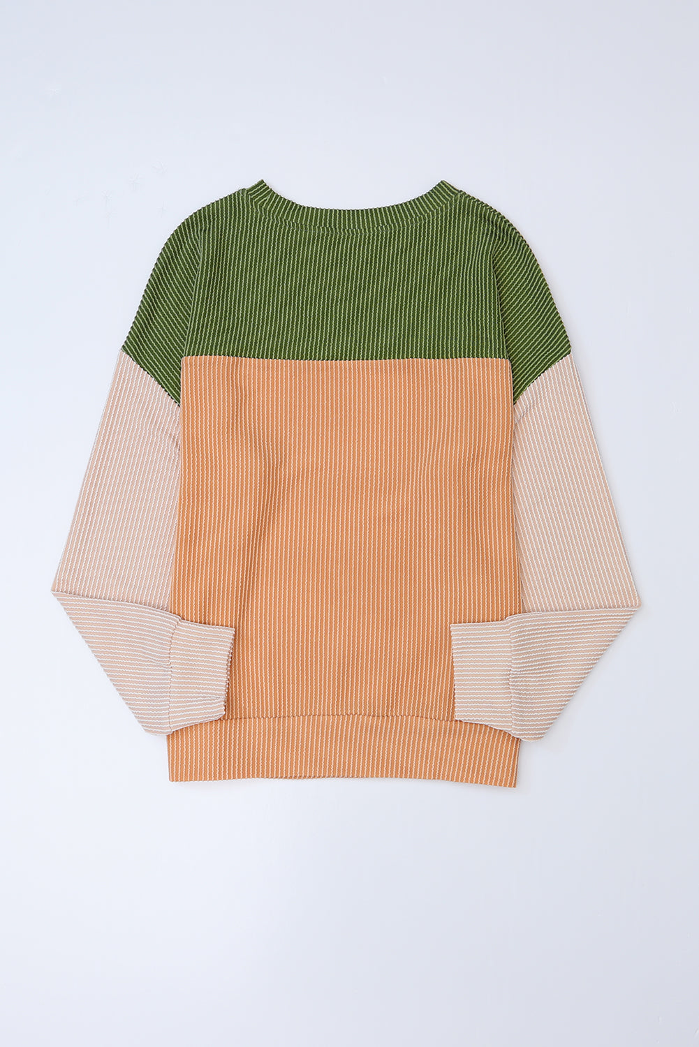Mineral Red Plus Size Ribbed Colorblock Long Sleeve Top