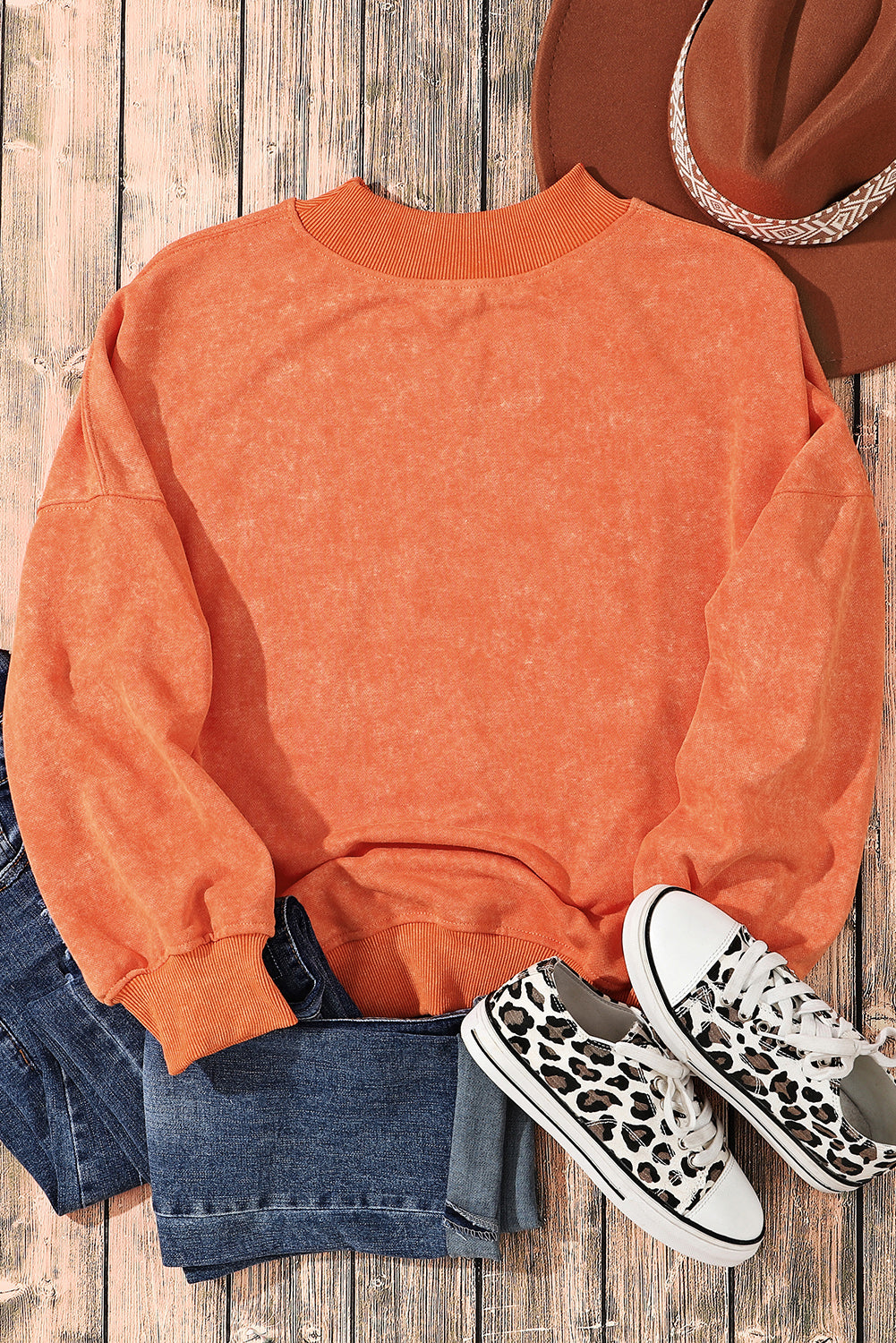Green Drop Shoulder Crew Neck Pullover Sweatshirt
