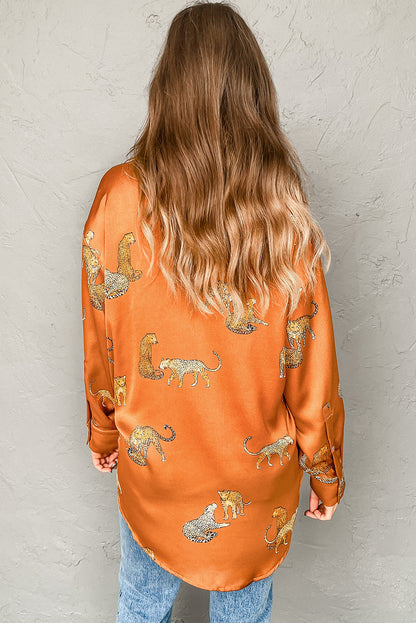 Lively Tiger Print Casual Sweatshirt