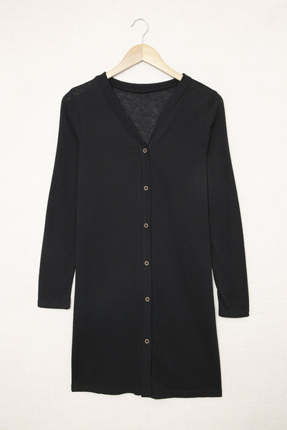 Black Sequined Santa Claus Button Up Cardigan