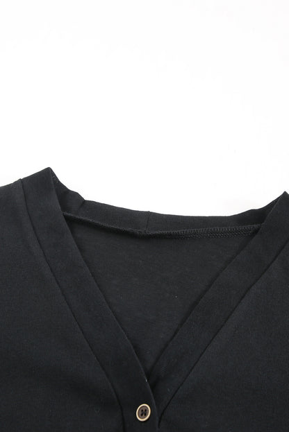 Black Sequined Santa Claus Button Up Cardigan