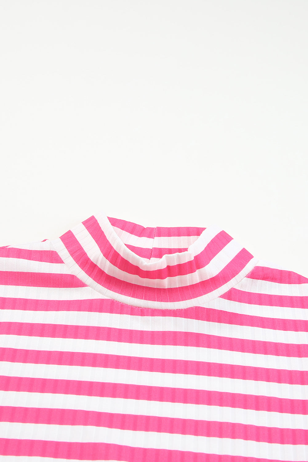 Black Striped Print Textured Knit Long Sleeve Tee