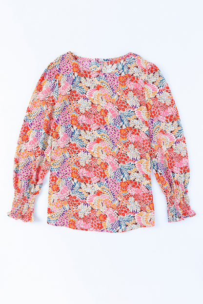 Multicolor Gorgeous Floral Print Tie V Neck Ruffle Dress