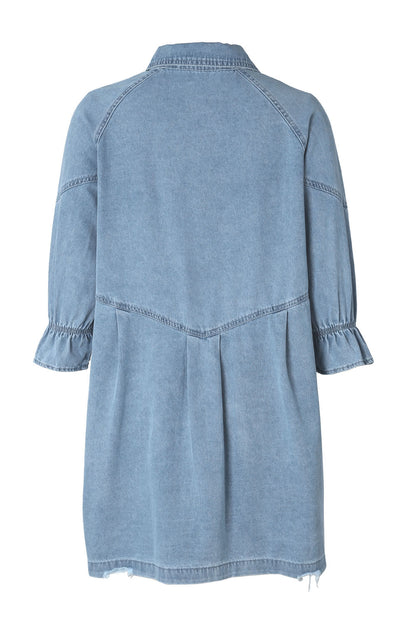Gray Sequin Nutcracker Graphic Long Sleeve Shirt Denim Dress