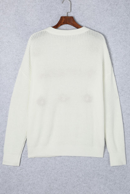 Black Holly Jolly Round Neck Casual Sweater