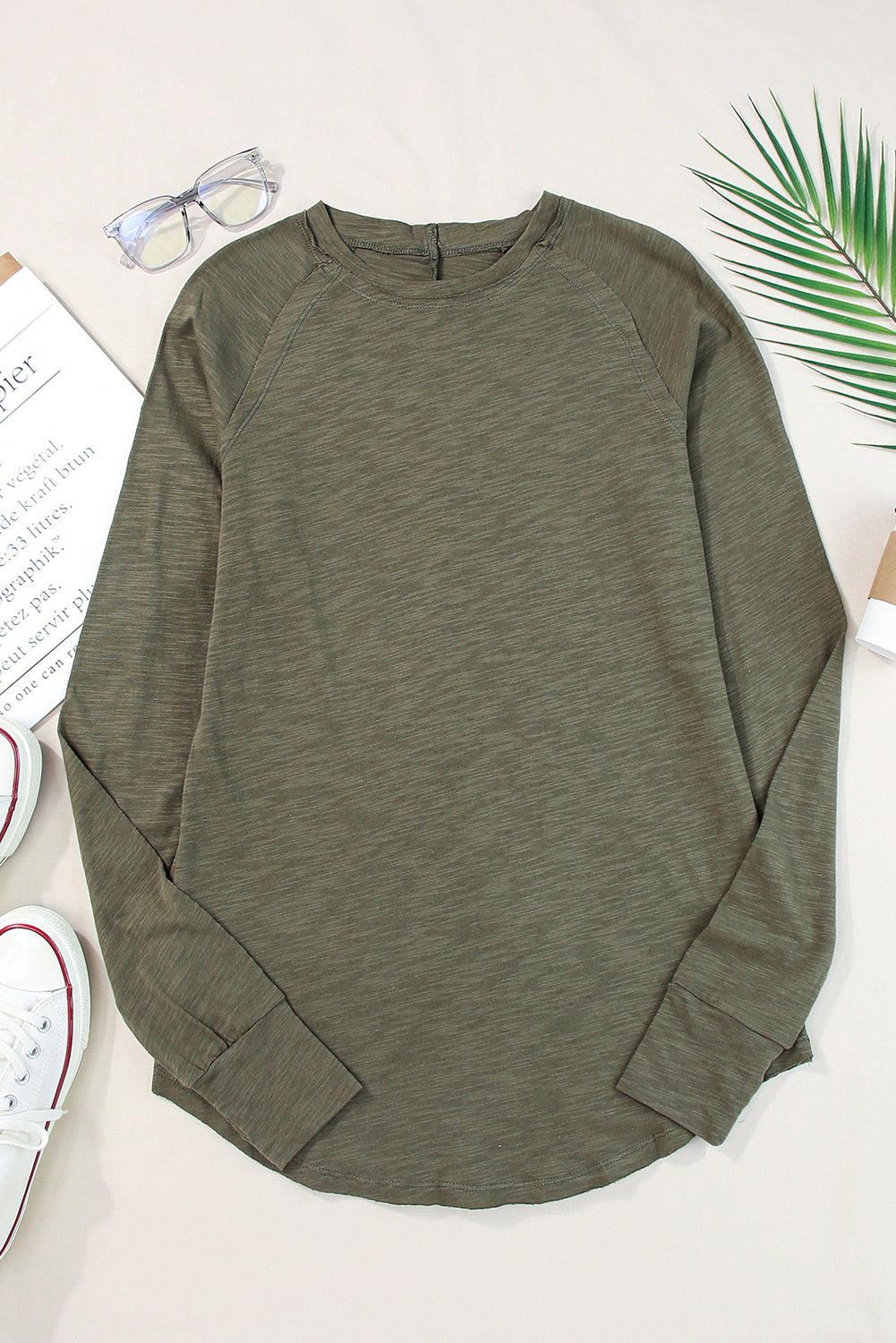 Green Merry Christmas Trees Thumbhole Sleeve Graphic Tee