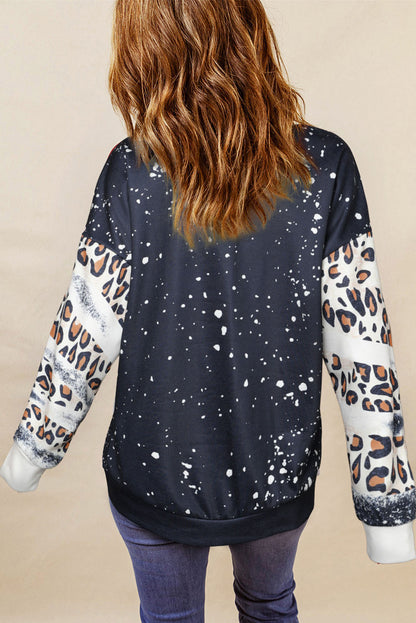 Black Believe Santa Claus Bleach Print Graphic Sweatshirt