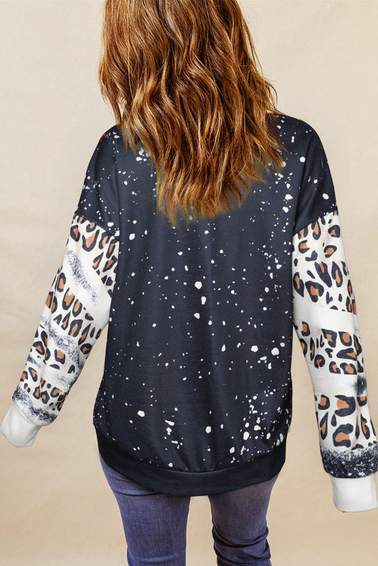 Black Believe Santa Claus Bleach Print Graphic Sweatshirt