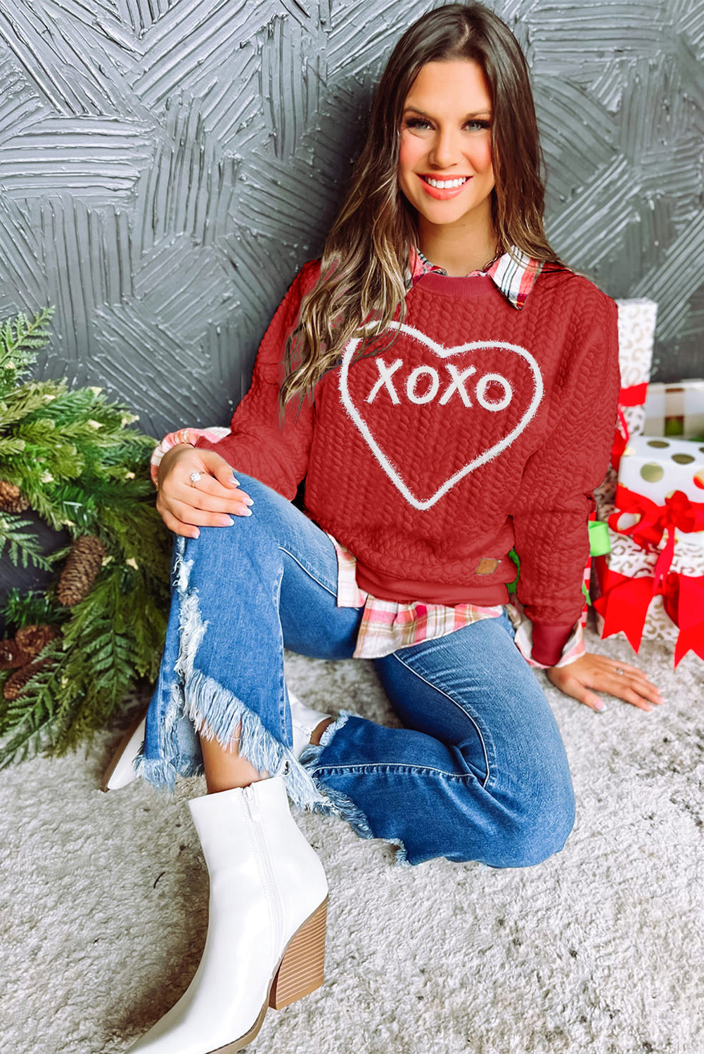 Black Merry And Bright Cable Knit Pullover Sweatshirt