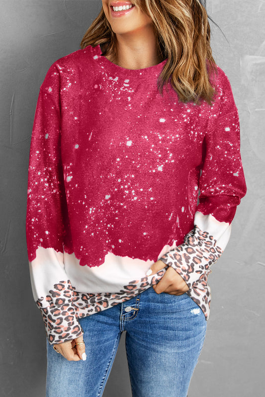 Black Christmas Santa Claus Leopard Print Graphic Sweatshirt