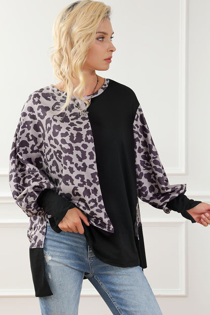 Black Merry Christmas Leopard Trees Graphic Sweatshirt