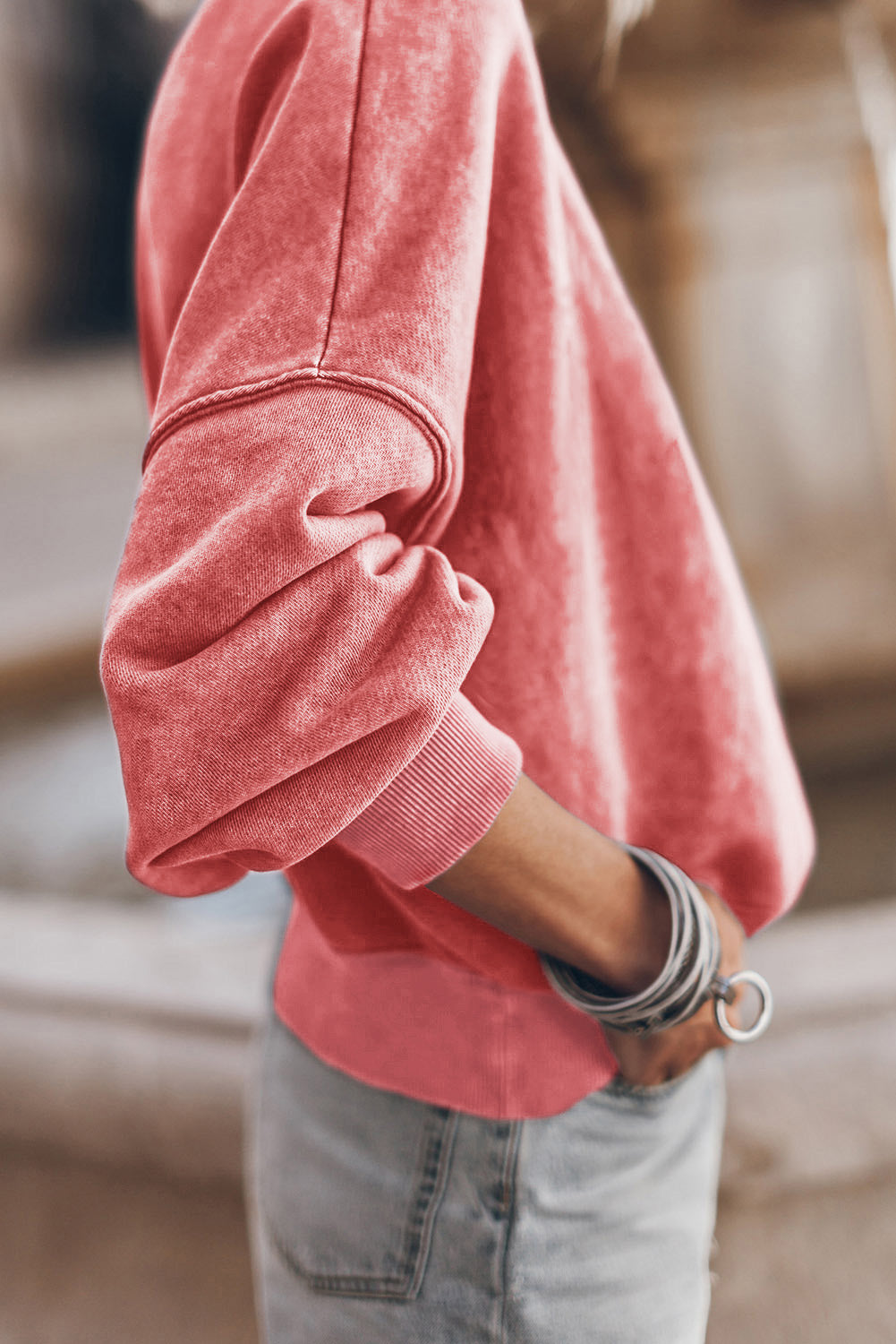 Green Drop Shoulder Crew Neck Pullover Sweatshirt