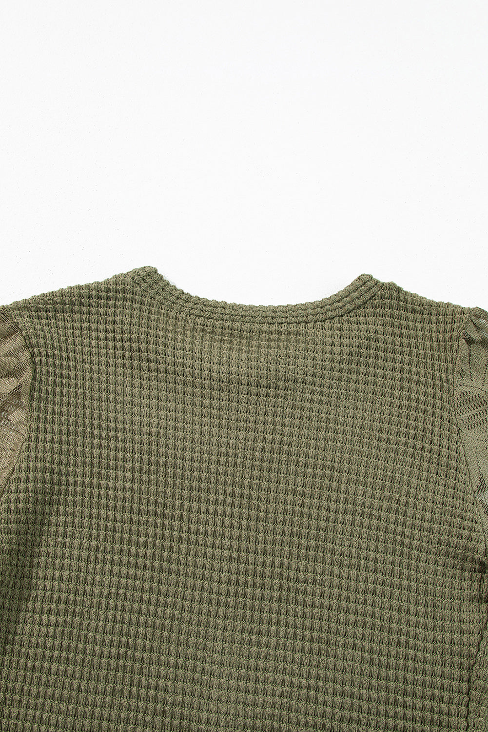 Black Sunflower Mesh Bubble Sleeve Waffle Knit Top