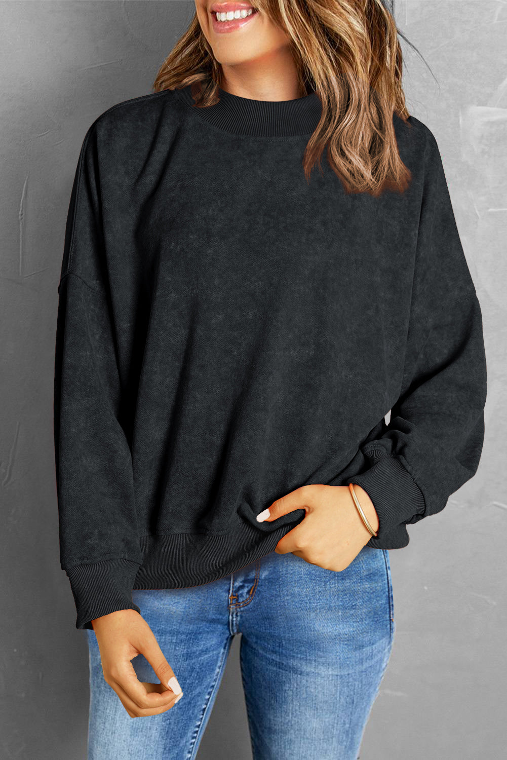 Green Drop Shoulder Crew Neck Pullover Sweatshirt