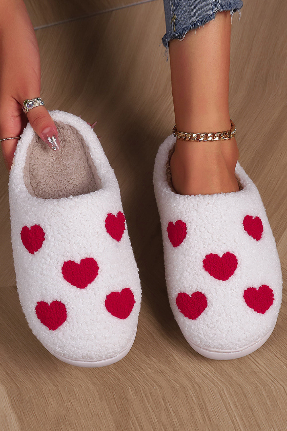 White Christmas Deer Home Indoor Plush Slippers