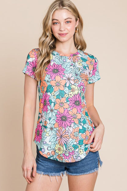 Fiery Red Round Neck Sleeveless Floral Mini Dress