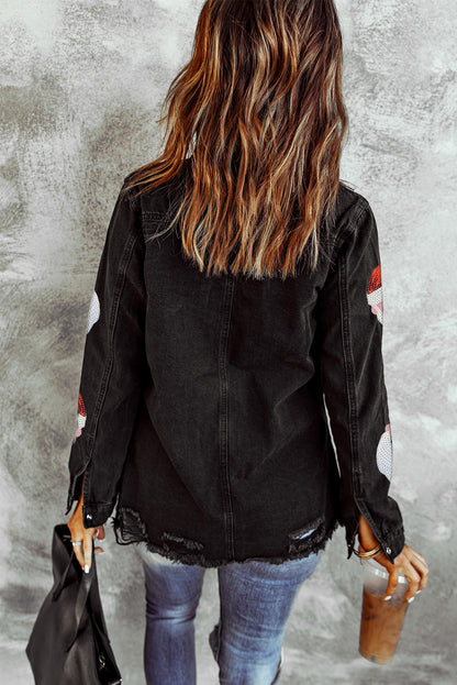 Fiery Red Sequined Christmas Tree Raglan Sleeve Sweatshirt