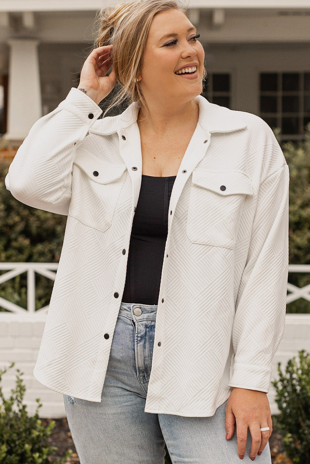 Khaki Solid Textured Flap Pocket Buttoned Shacket