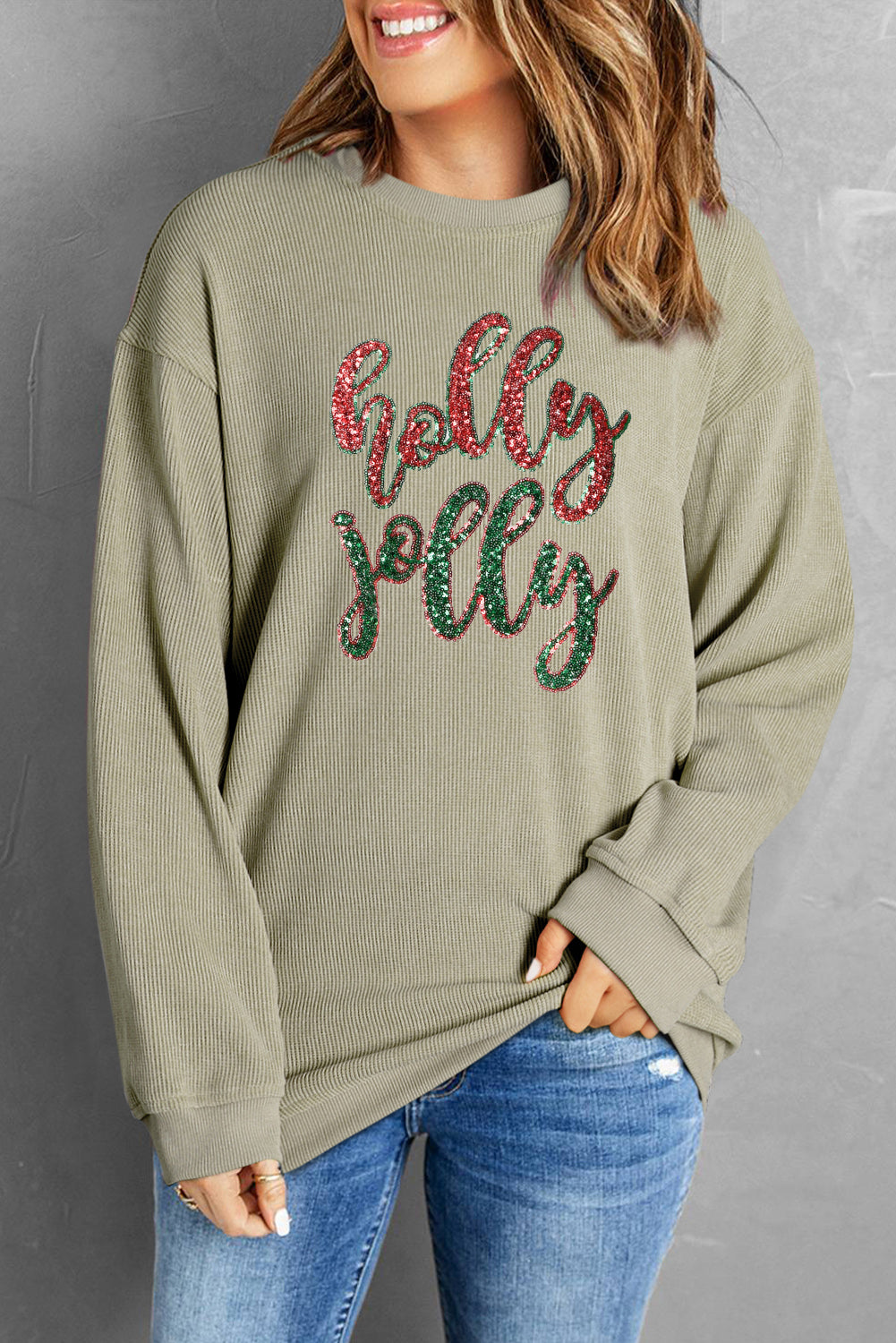 Black Christmas Neon Nutcrackers Mineral Wash Corded Sweatshirt
