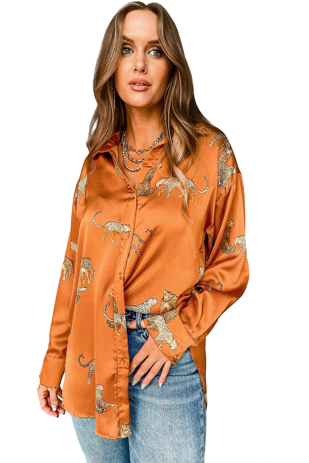 Lively Tiger Print Casual Sweatshirt
