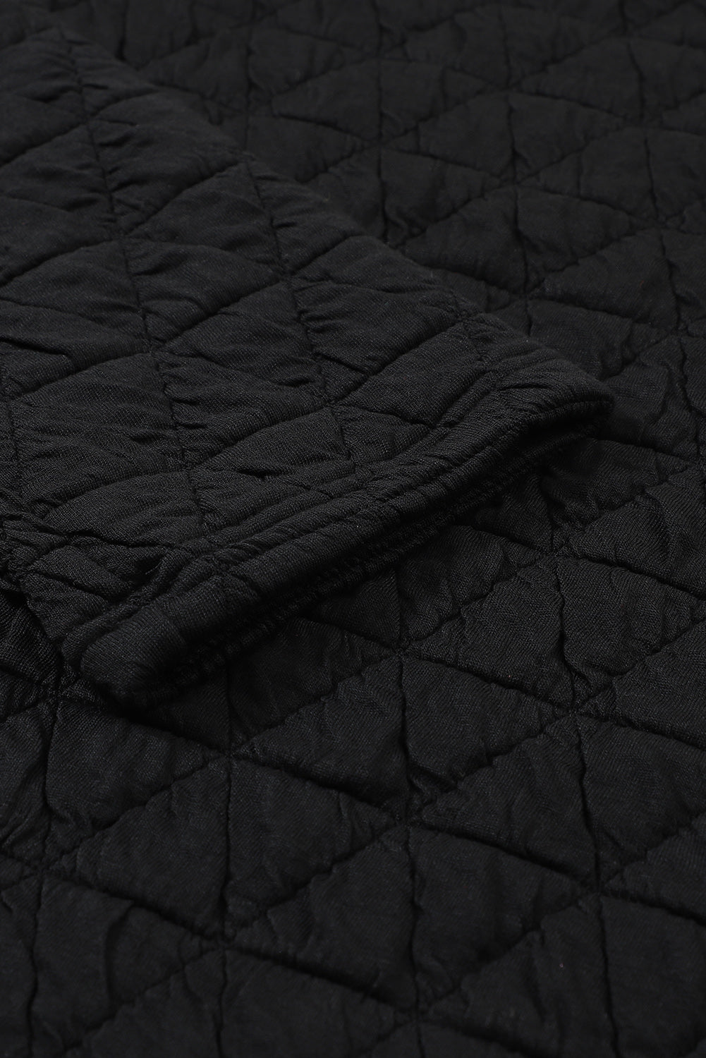 Coffee Solid Color Quilted Kangaroo Pocket Hoodie