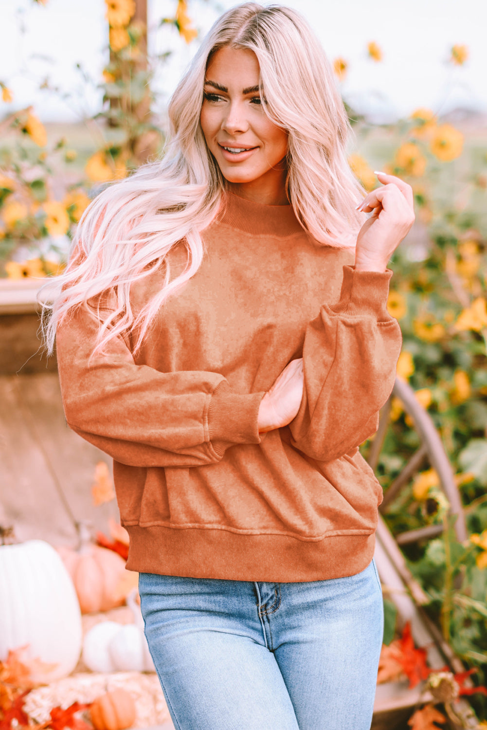 Green Drop Shoulder Crew Neck Pullover Sweatshirt