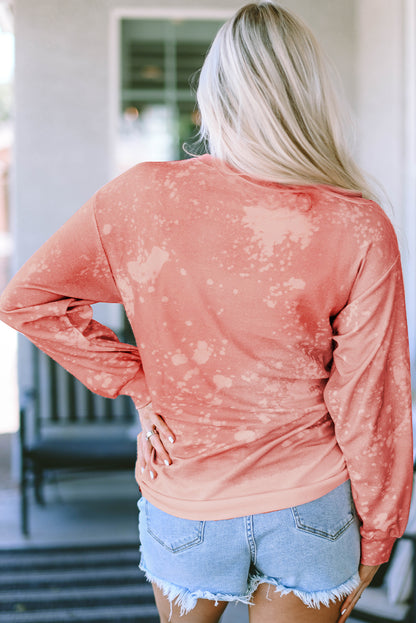 Pink Tie Dye Santa Claus Graphic Pullover Sweatshirt