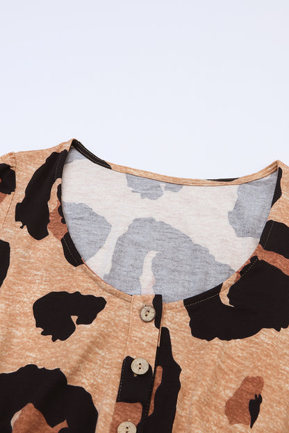 Leopard Print Long Sleeve Loose Top