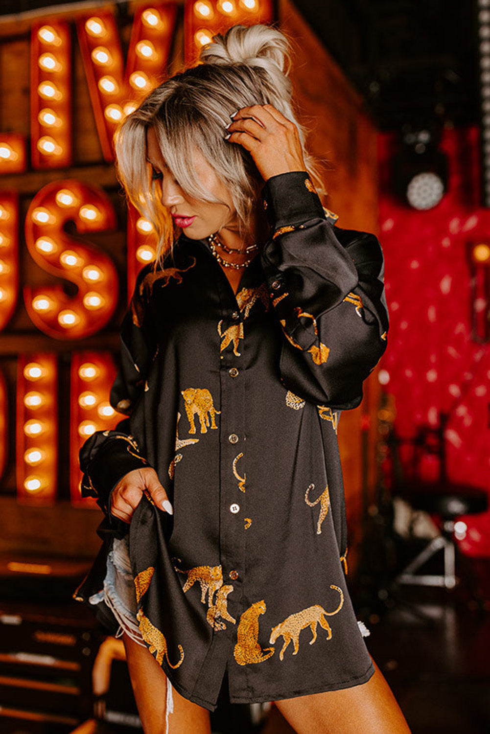 Lively Tiger Print Casual Sweatshirt