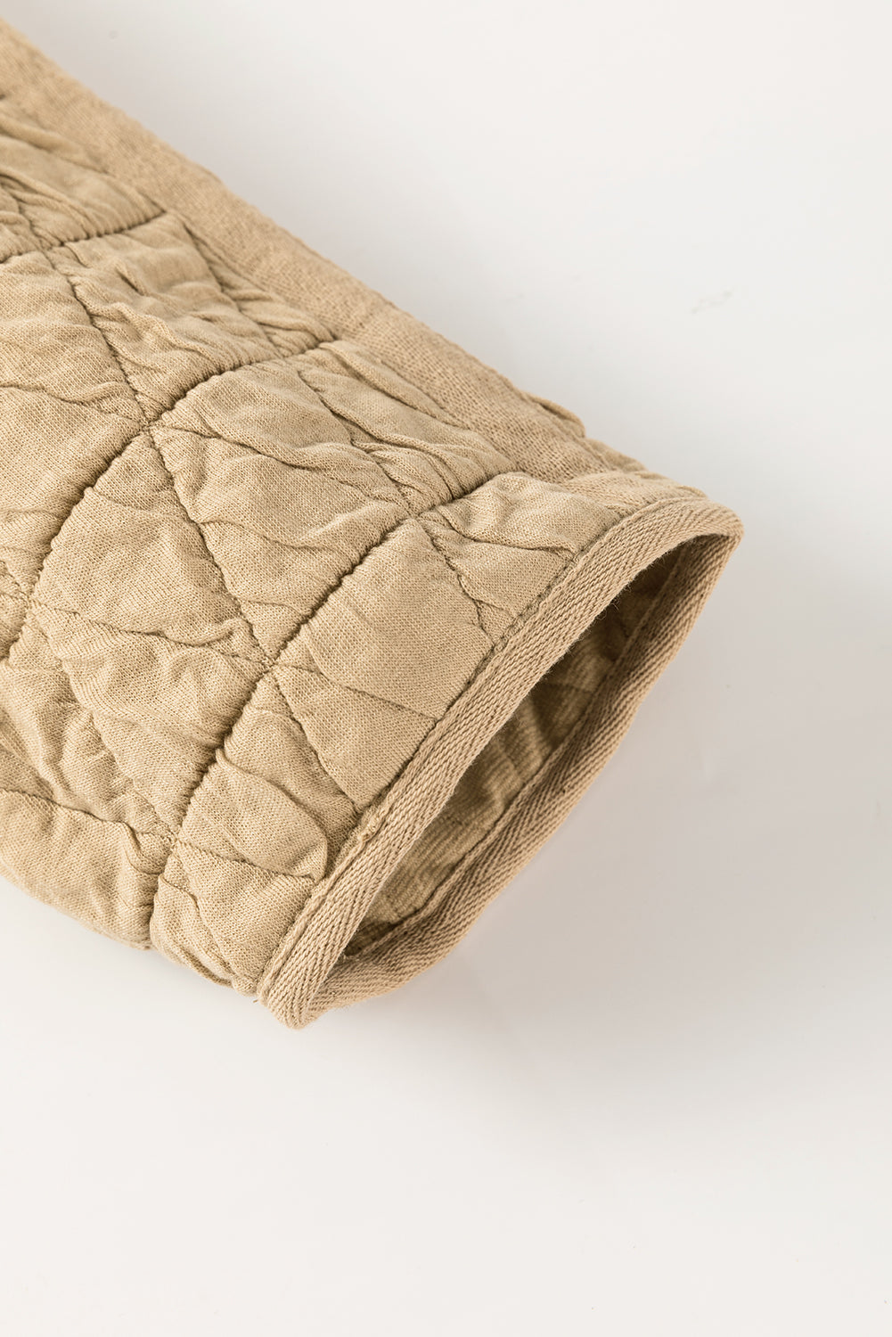 Coffee Solid Color Quilted Kangaroo Pocket Hoodie