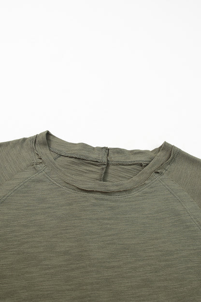 Green Merry Christmas Trees Thumbhole Sleeve Graphic Tee