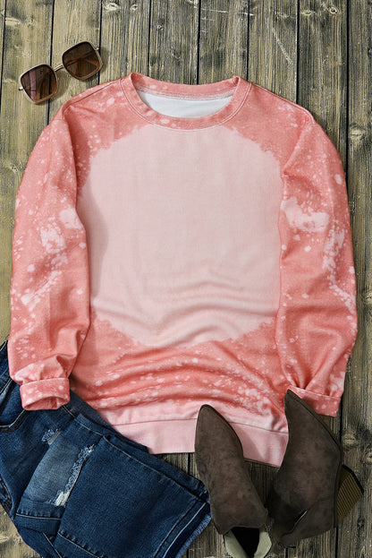 Pink Tie Dye Santa Claus Graphic Pullover Sweatshirt