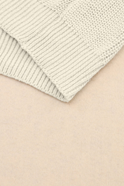 Black Ribbed Knit V Neck Sweater