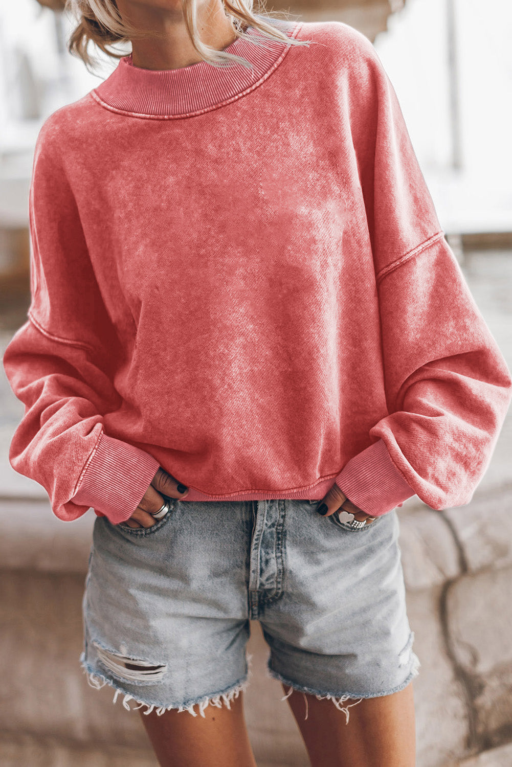 Green Drop Shoulder Crew Neck Pullover Sweatshirt