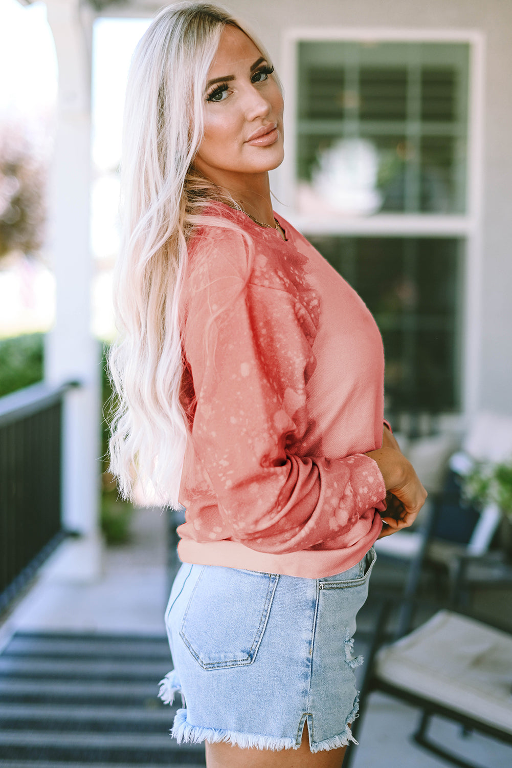 Pink Tie Dye Santa Claus Graphic Pullover Sweatshirt
