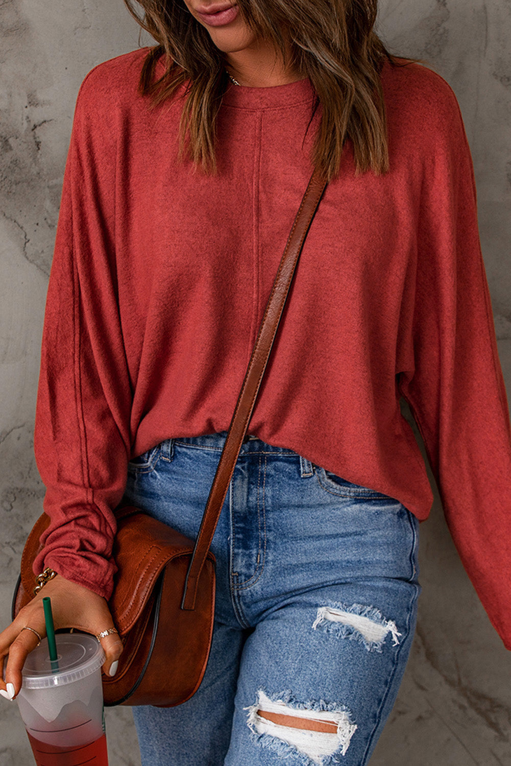 Red Sequined Christmas Favor Sleeve Casual Pullover