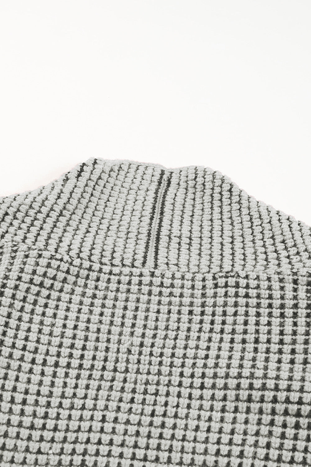 Gray Plaid Knitted Long Open Front Cardigan