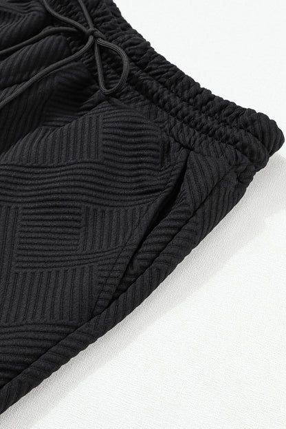 Black Ultra Loose Textured 2pcs Slouchy Outfit