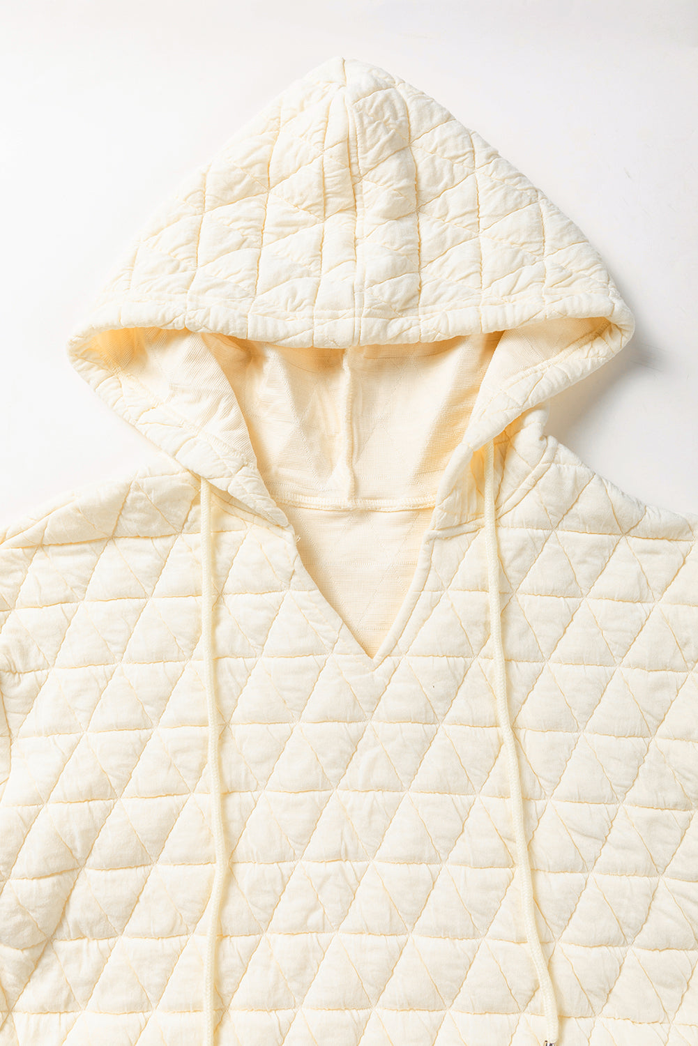 Coffee Solid Color Quilted Kangaroo Pocket Hoodie