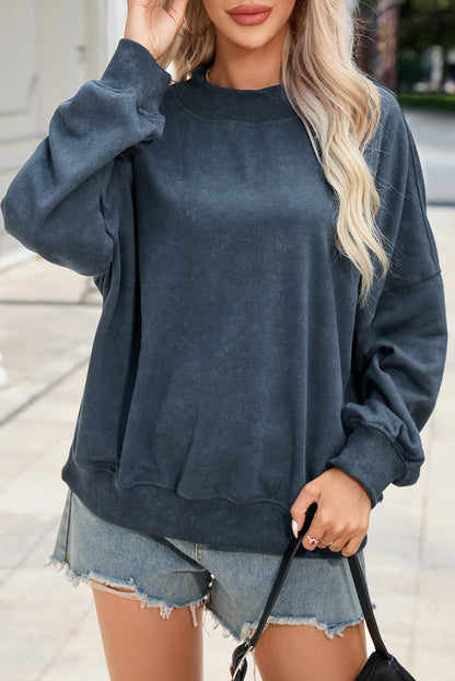 Green Drop Shoulder Crew Neck Pullover Sweatshirt