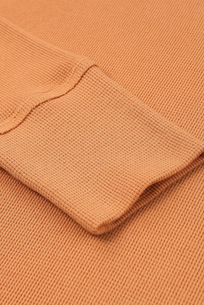 White Waffle Knit Henley Top