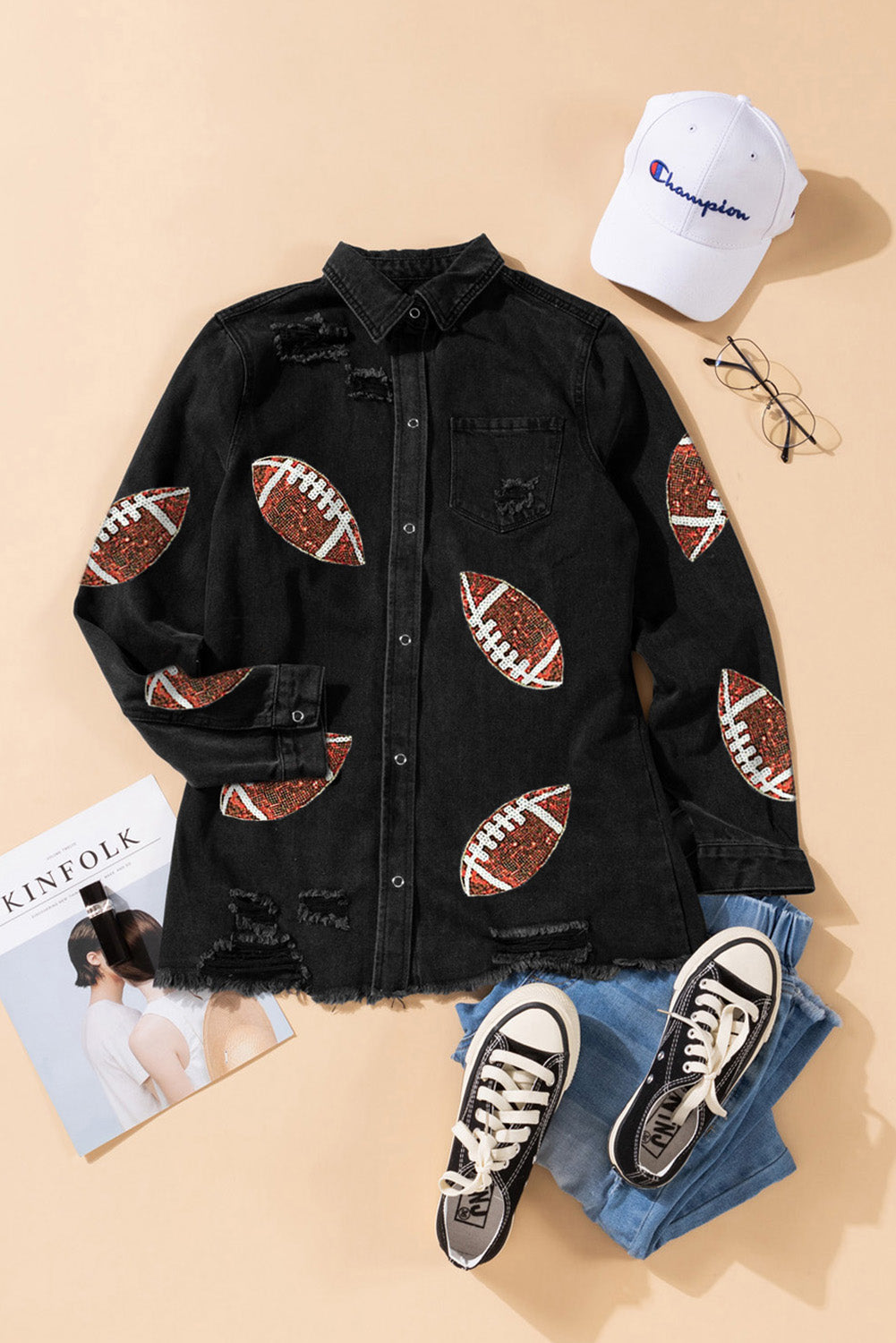 Black Santa Claus Graphic Cutout Back Sweatshirt