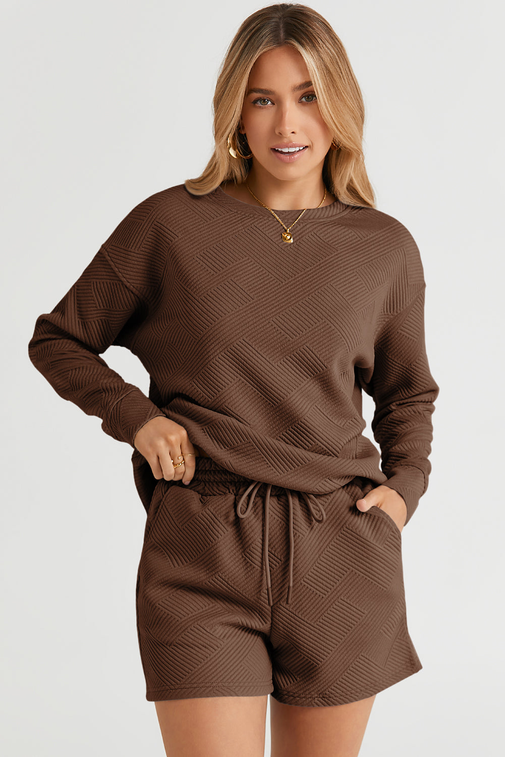 Black Ultra Loose Textured 2pcs Slouchy Outfit
